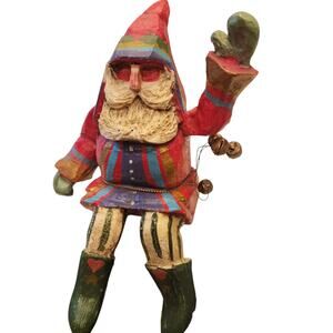 Vintage House of Hatten Santa Figure 1991 Shelf Seated Folk Art Christmas 7"